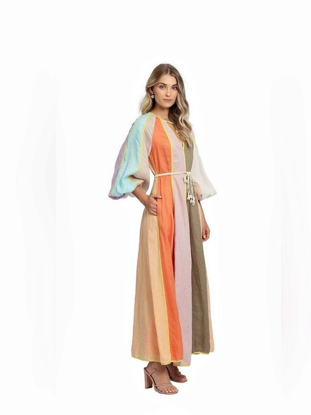Zimmermann Rebellion Striped Linen Midi Dress Multicolor Size 1